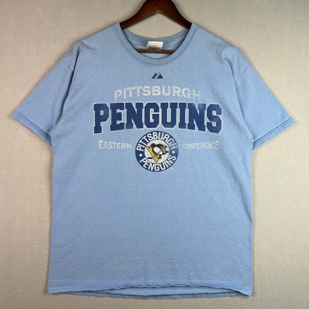 Pittsburgh Penguins Eastern Conference Blue Majestic Tee Shirt L